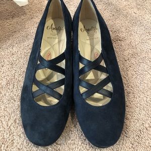 Amalfi Rangoni Violante Navy Suede slip on wedges